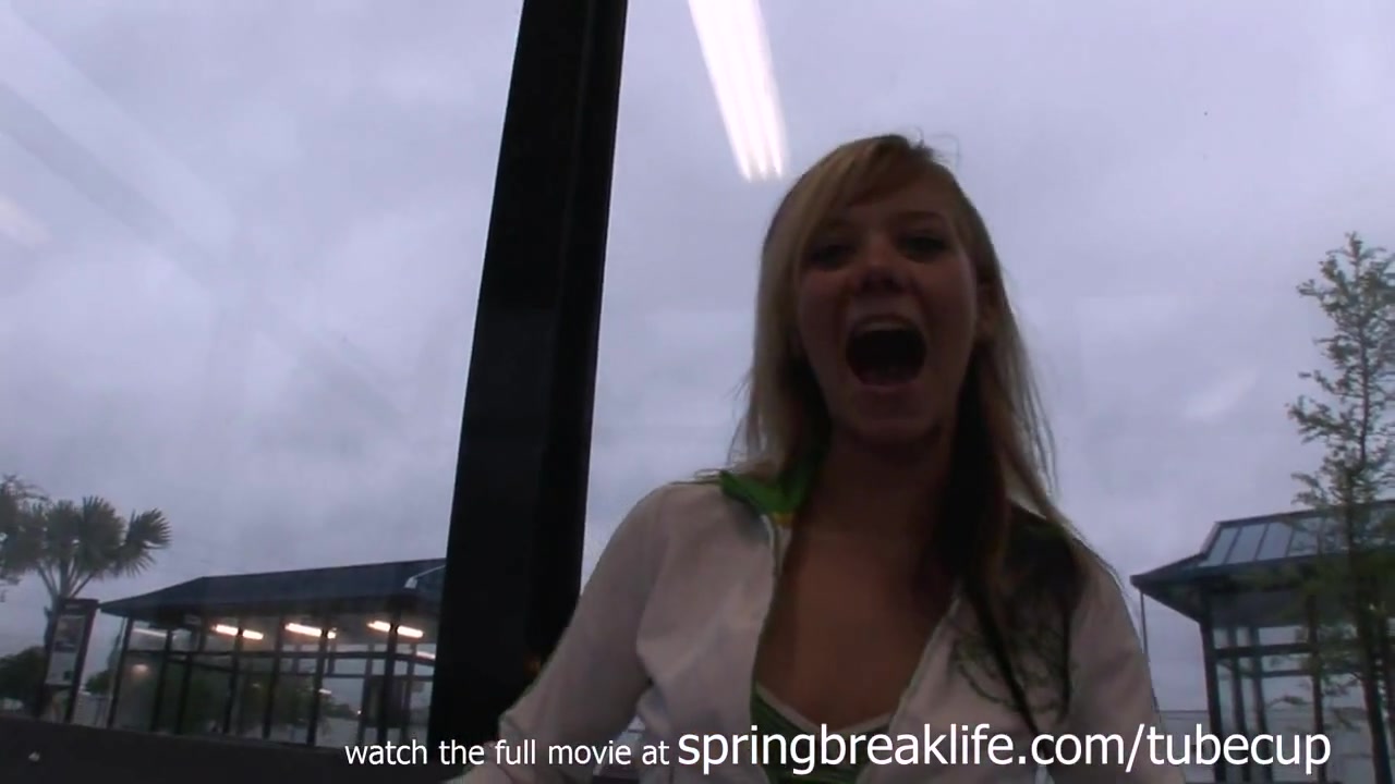SpringBreakLife Video: Cute Surfer Girl Flashes In Rain