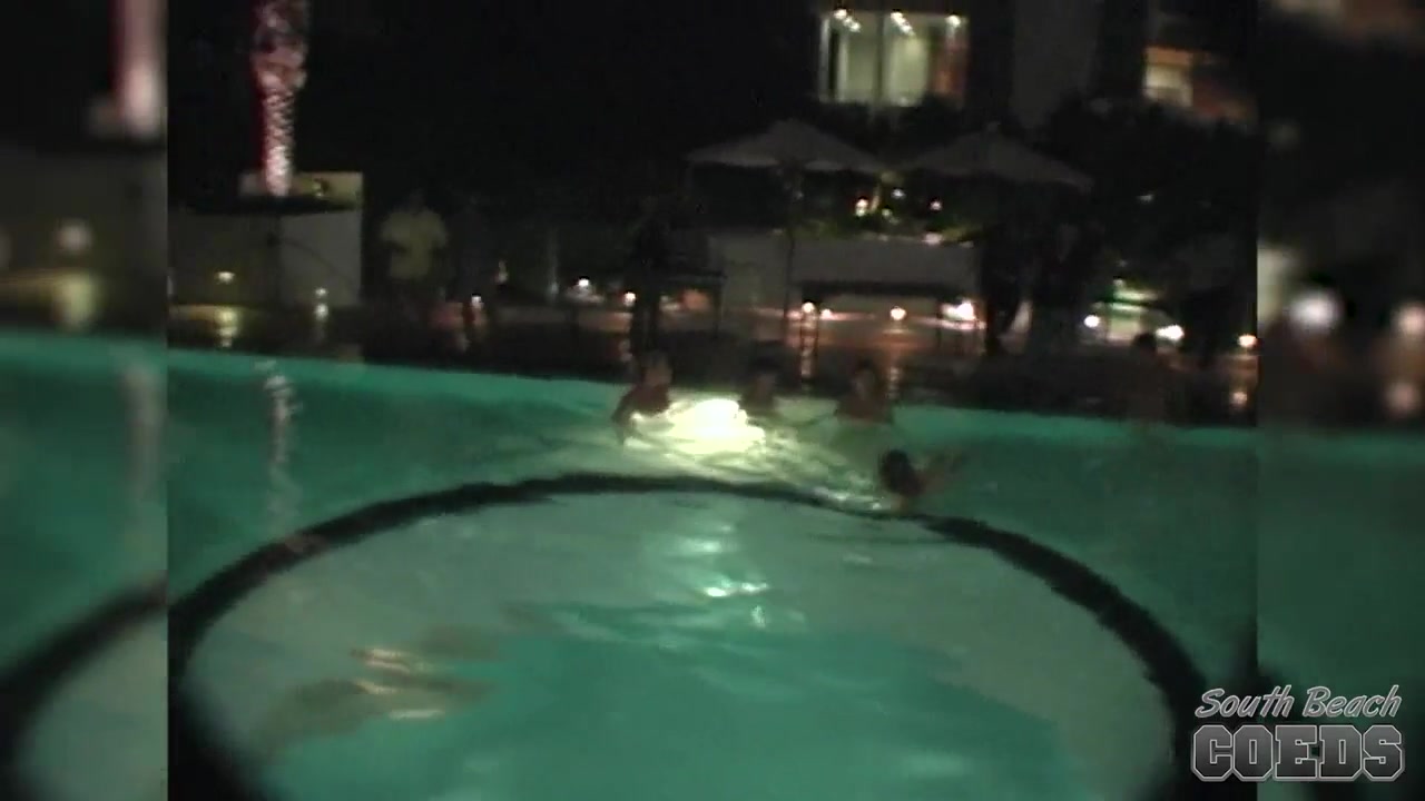 Late Night Hotel Swimming Pool Skinny Dipping Girls Miami Florida - SouthBeachCoeds