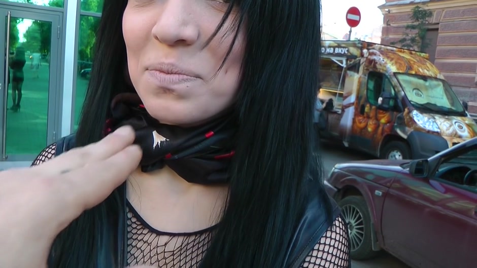 Tramp with big tits gets fucked in the outdoors