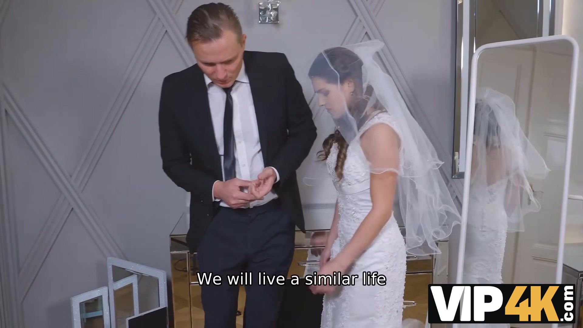 VIP4K. Bride cant resist and seduces him to fuck before wedding