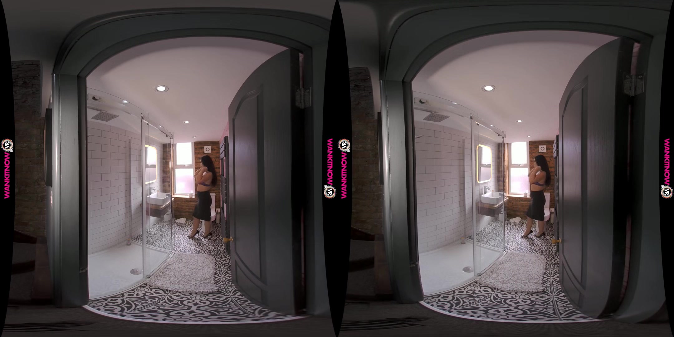Shower Voyeur - Sexy Brunette Amateur Striptease