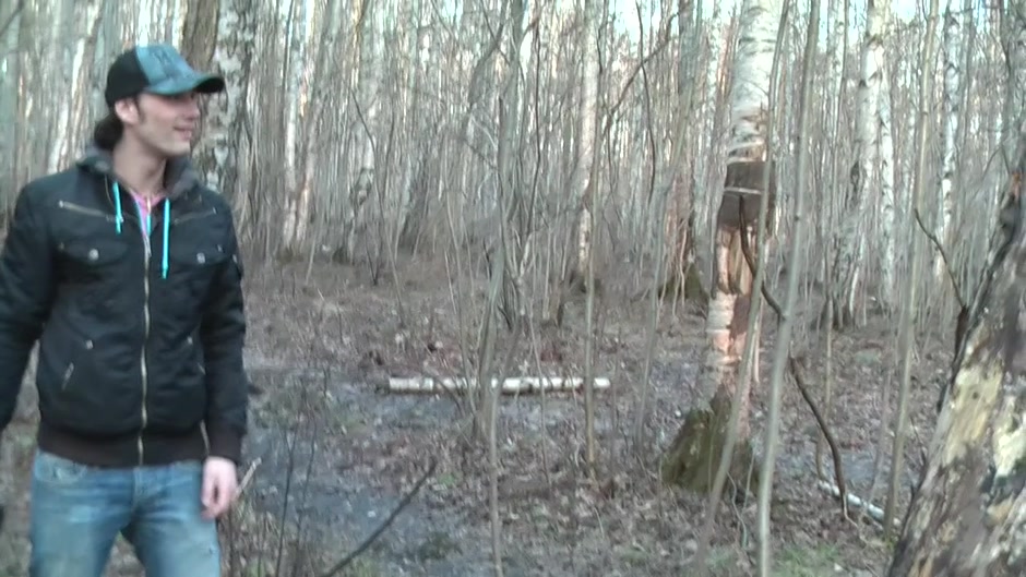 Ally in outdoor sex vid showing a sloppy blowjob