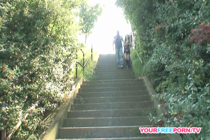 Nasty Brunette teen 18+ Fucks Older Bald Guy in Public