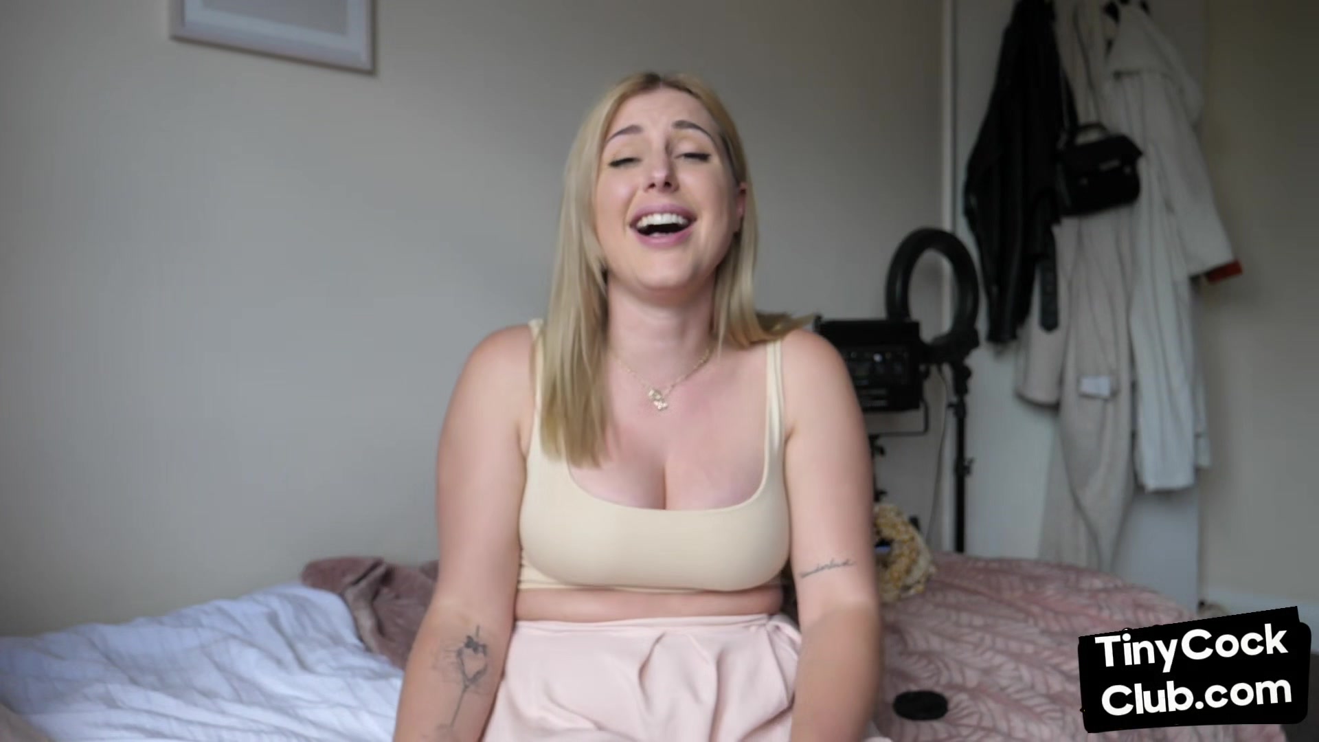 SPH solo busty babe talks humiliative about small dick men