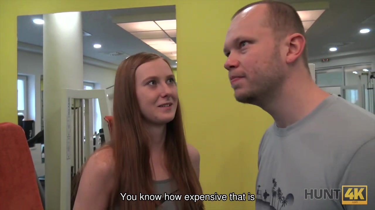 HUNT4K. Man for money let stranger fuck his slutty girlfriend in gym