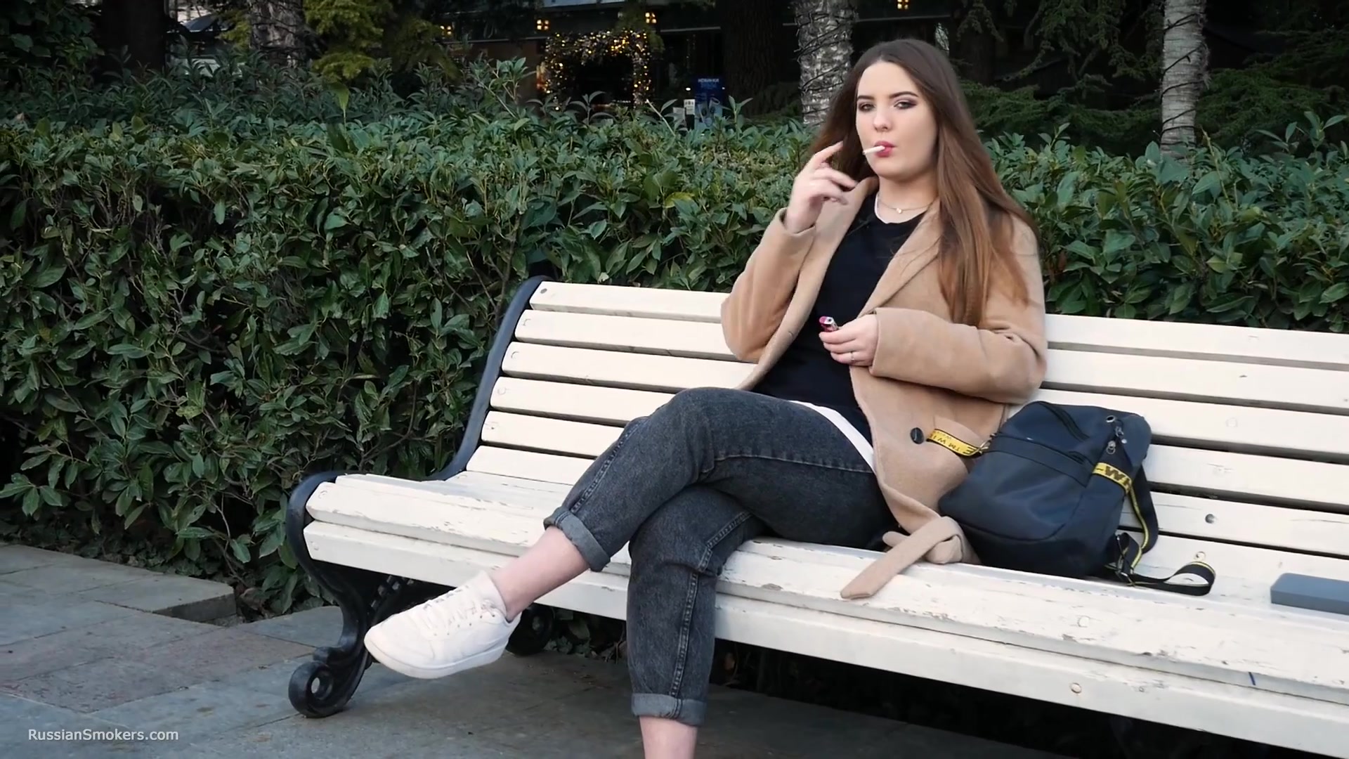 Russian Girl Spends Her Lunch Break Smoking 3 Cigs In A Row