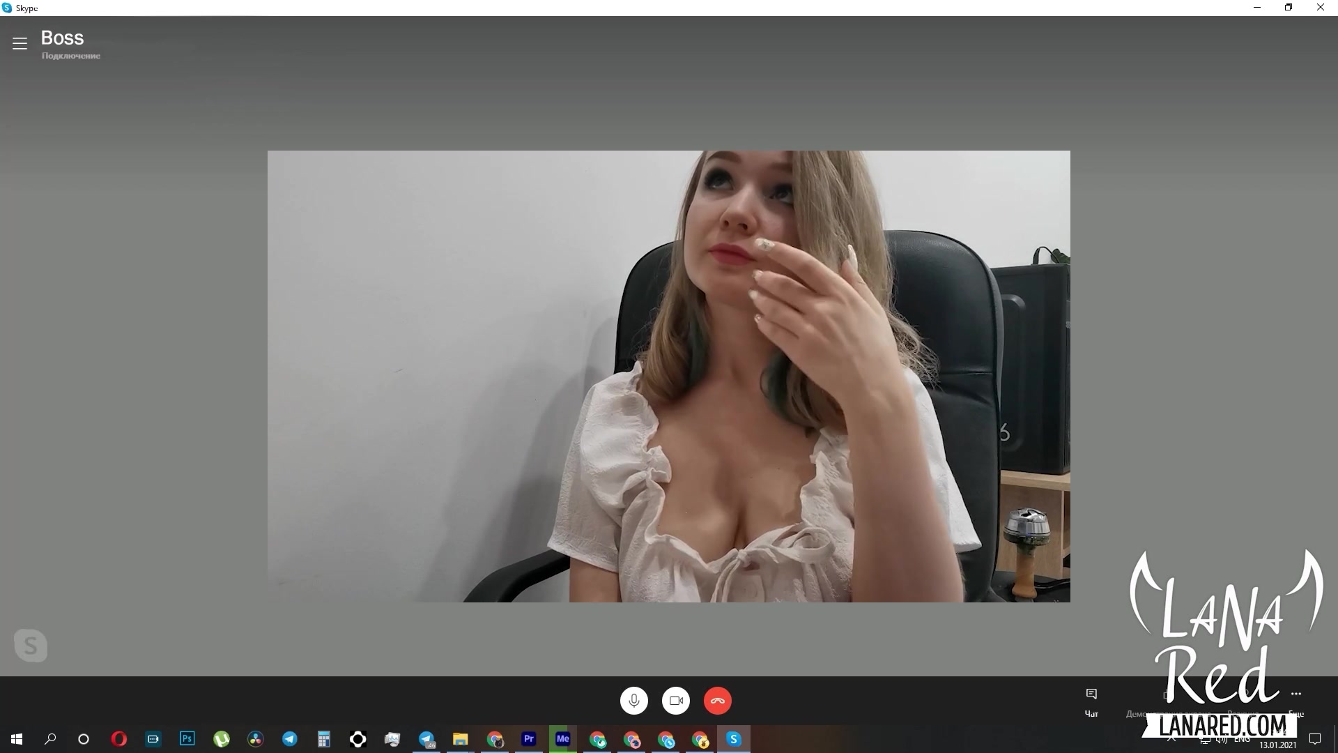 Secretary Masturbates Anal Hole First Time For Boss Via Video Call - Sex Movies Featuring Lana Red