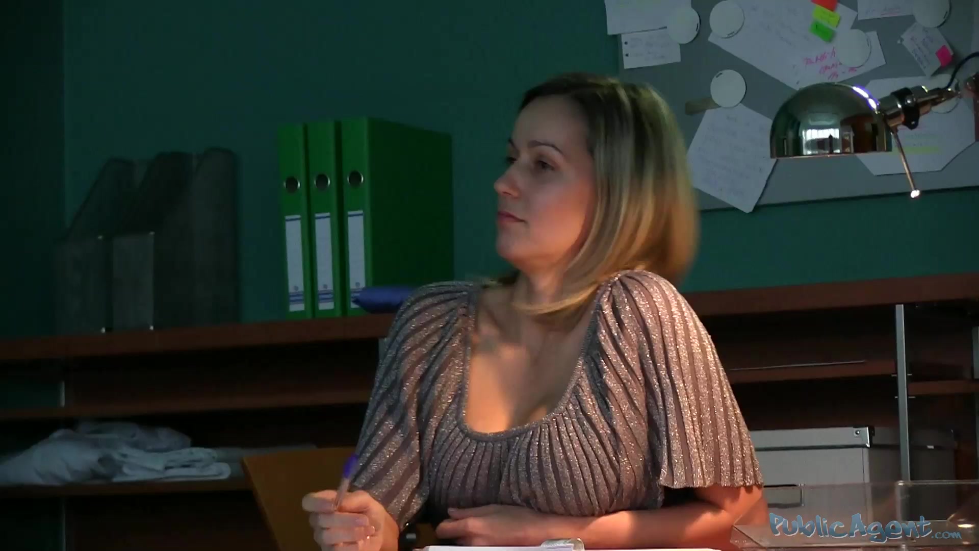 Advertising agent convincing amateur girl to cast in his movie