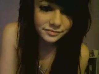 Black-haired emo girl pounded herself on webcam