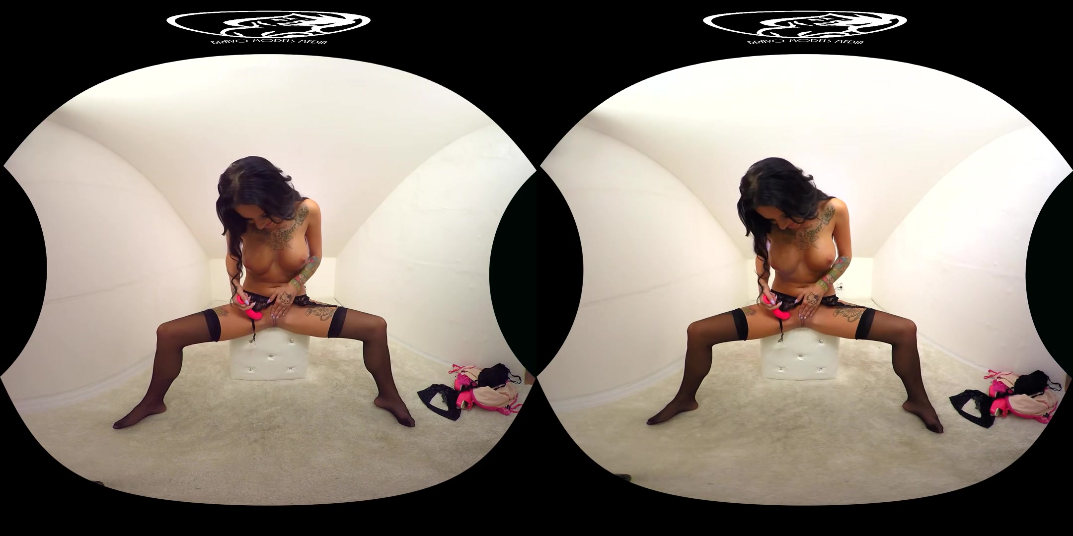 331 - Barbie Esm; Busty Amateur Brunette Solo Striptease And Masturbation