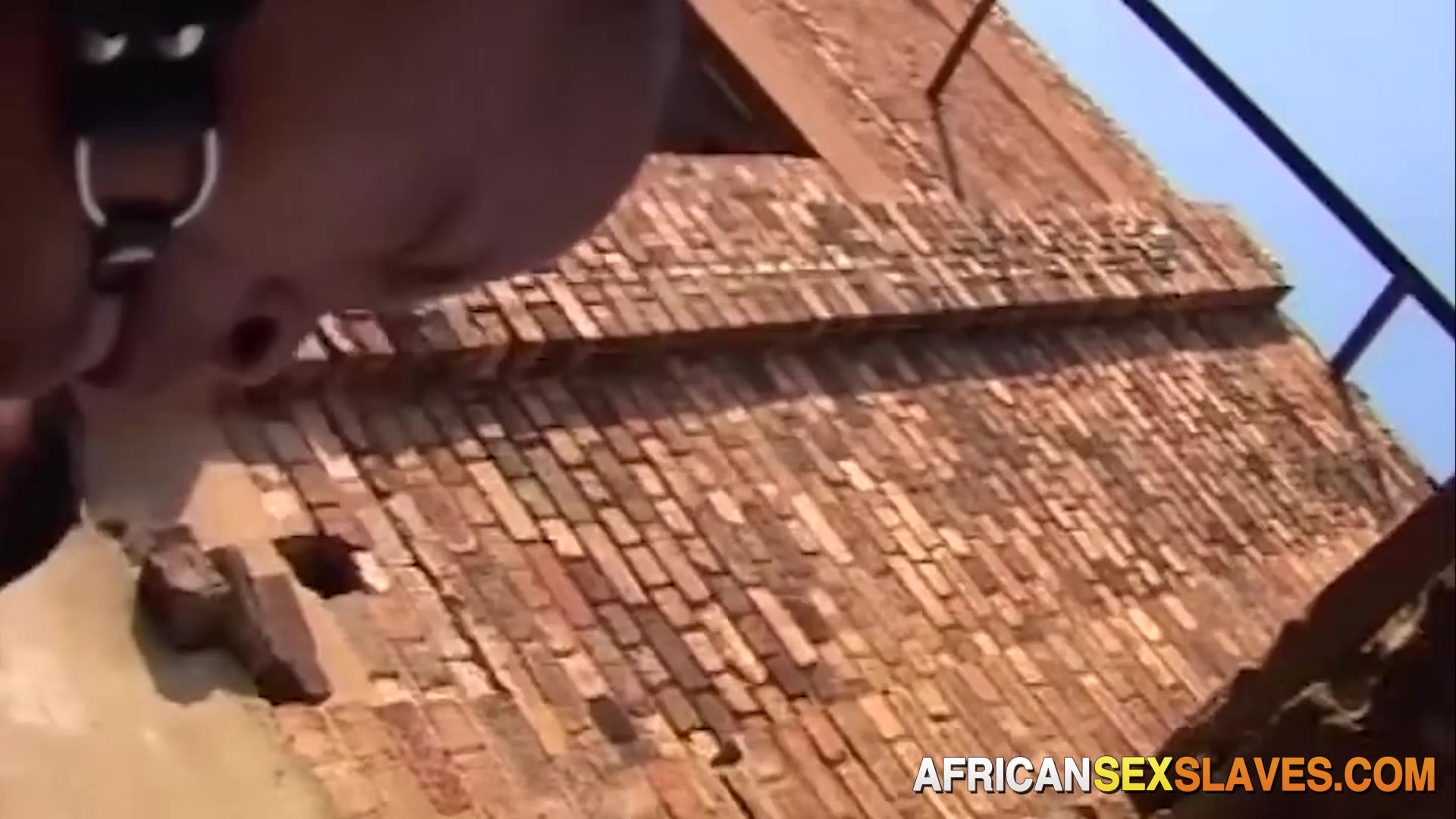 African outdoor BDSM hardcore spanking tied black whore