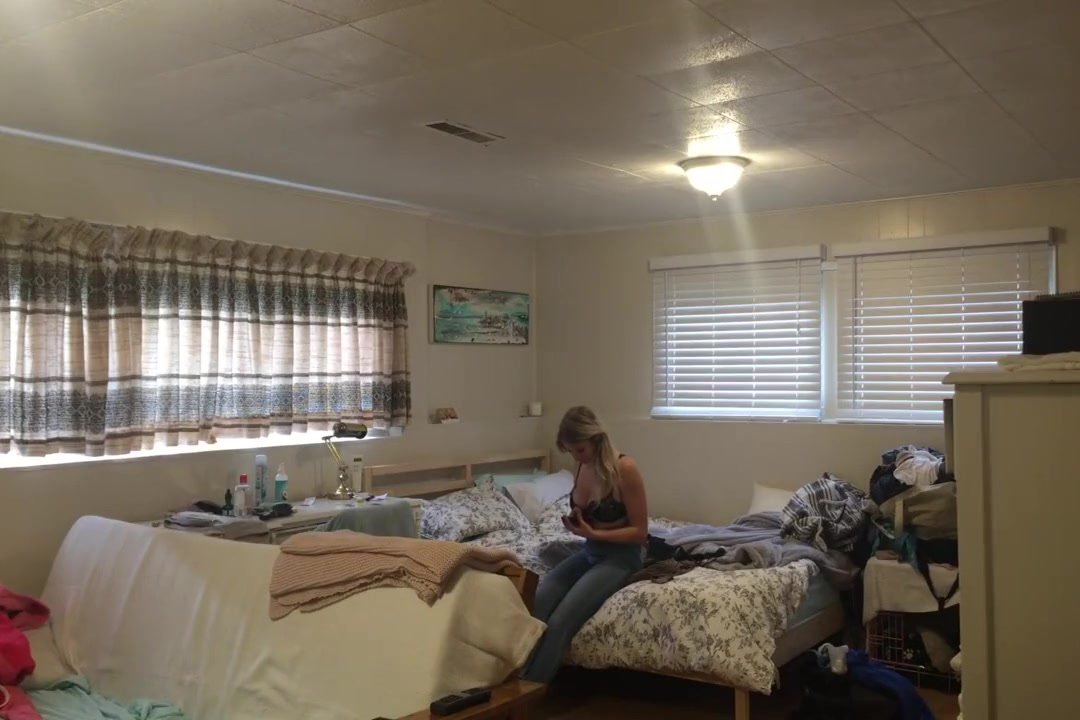 EPIC spy! Dumb slut young Step sister spied undressing after school