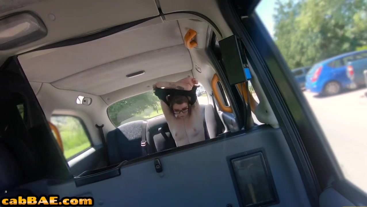 Inked taxi slut rides taxi man in car outdoor for discount