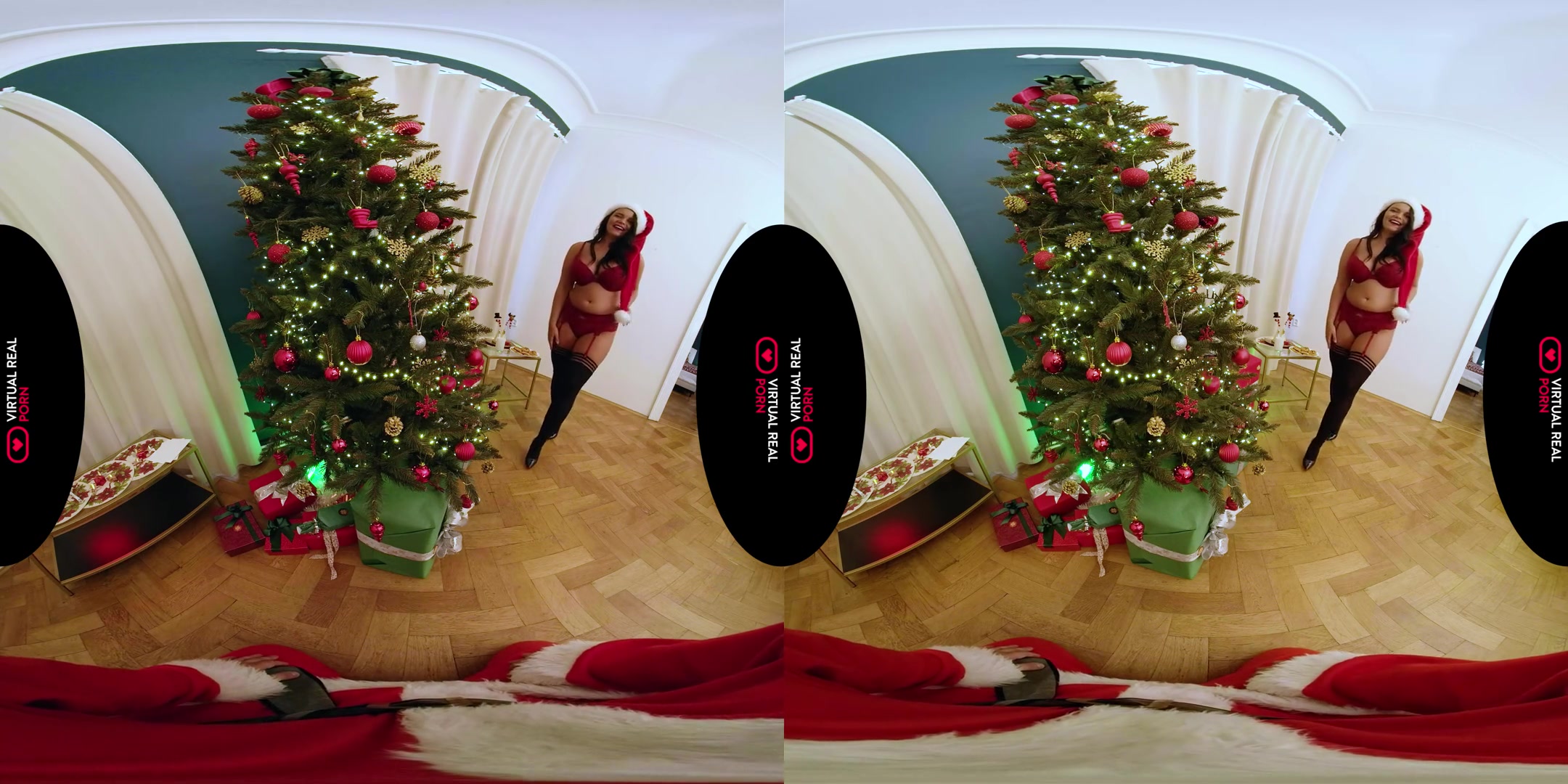 Stealing Santa' Cookies and Cream - Huge Tits Cutie Fucks in POV VR