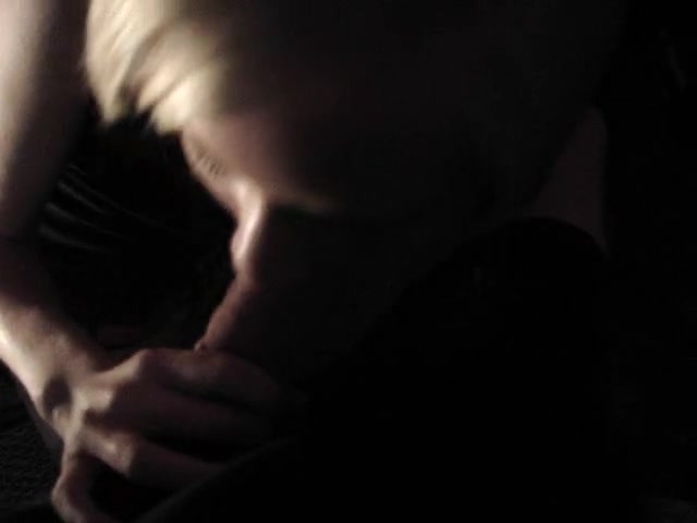 Short-haired blonde girl taking a huge dick in her little mouth