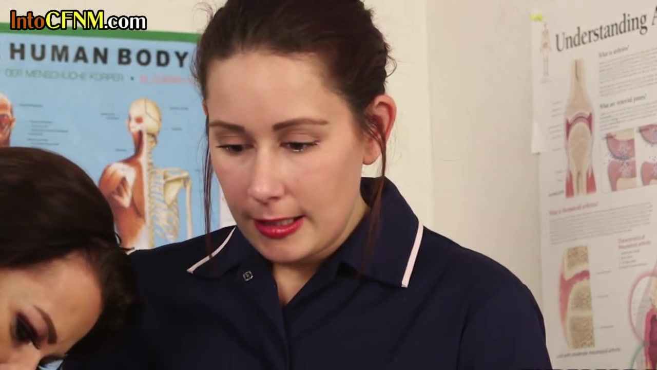 CFNM euro nurse instructs cock tugging babes