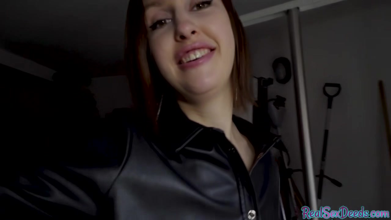 POV babe in leather fucked for cash after outdoor flashing