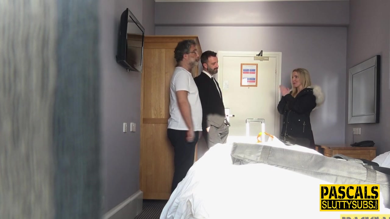Fingered busty submissive blonde throats