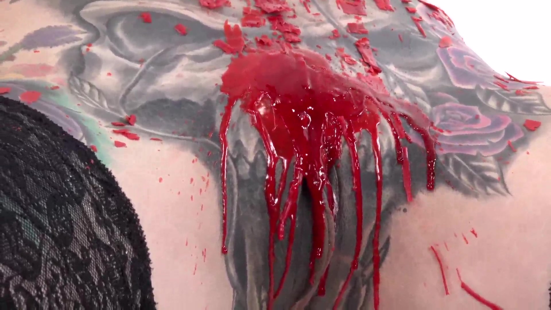 Tattooed Fetish Model Marie Bossette Playing With Candle Wax