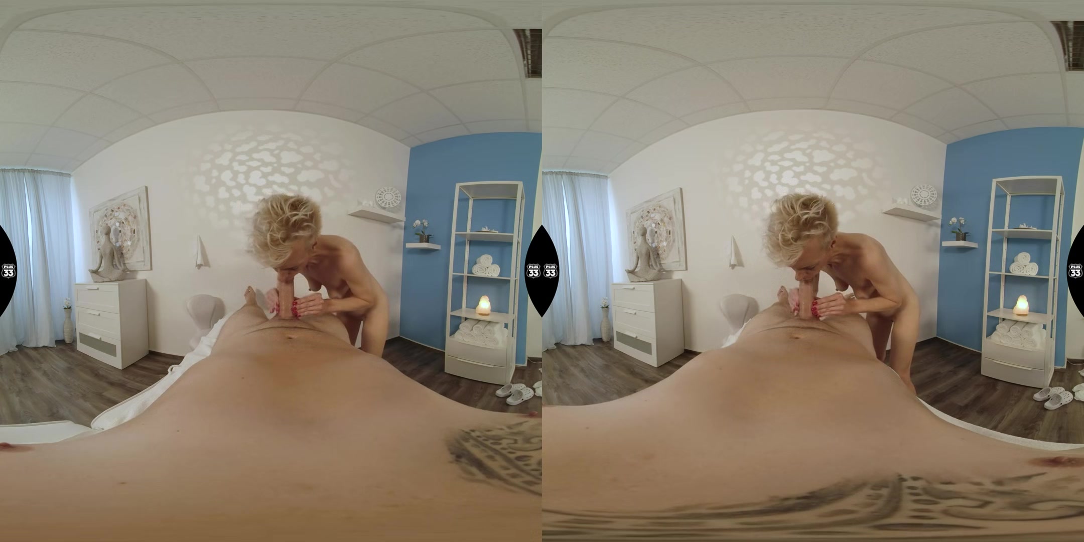 Massage; Short Hair Blonde Mature MILF Massage - SexLikeReal