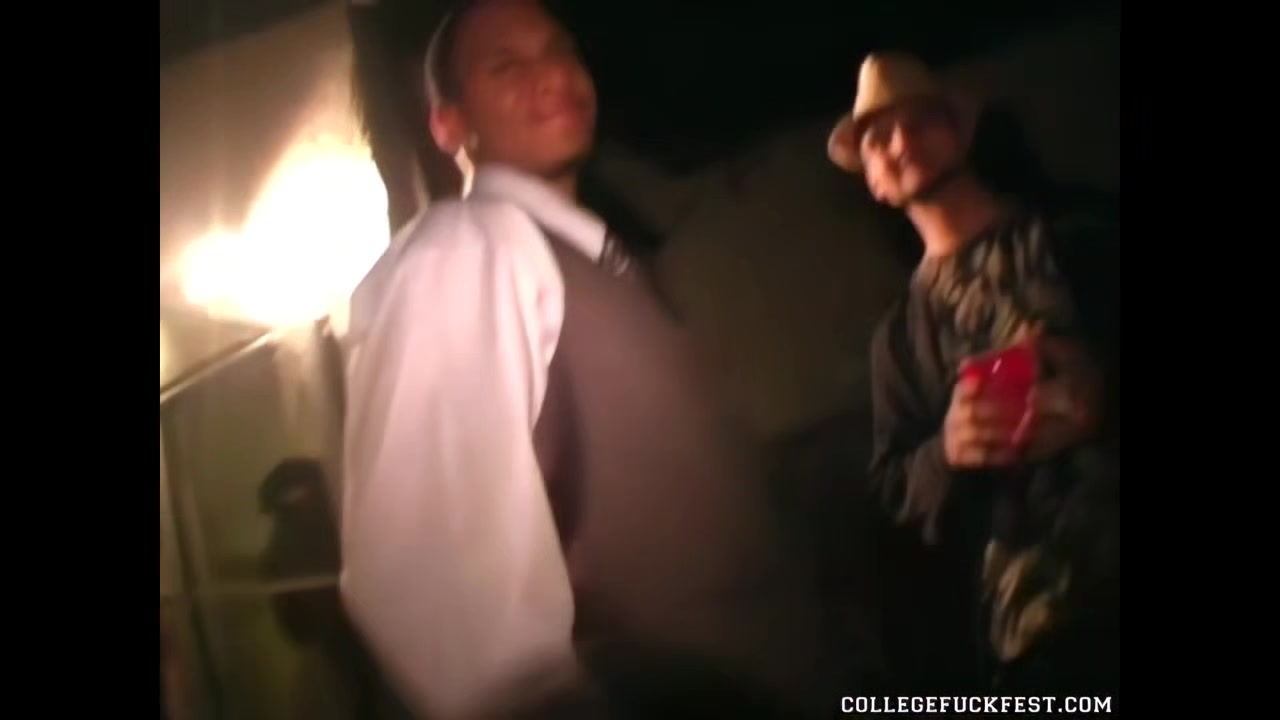 Dick eating party whore goes down on big cock at party