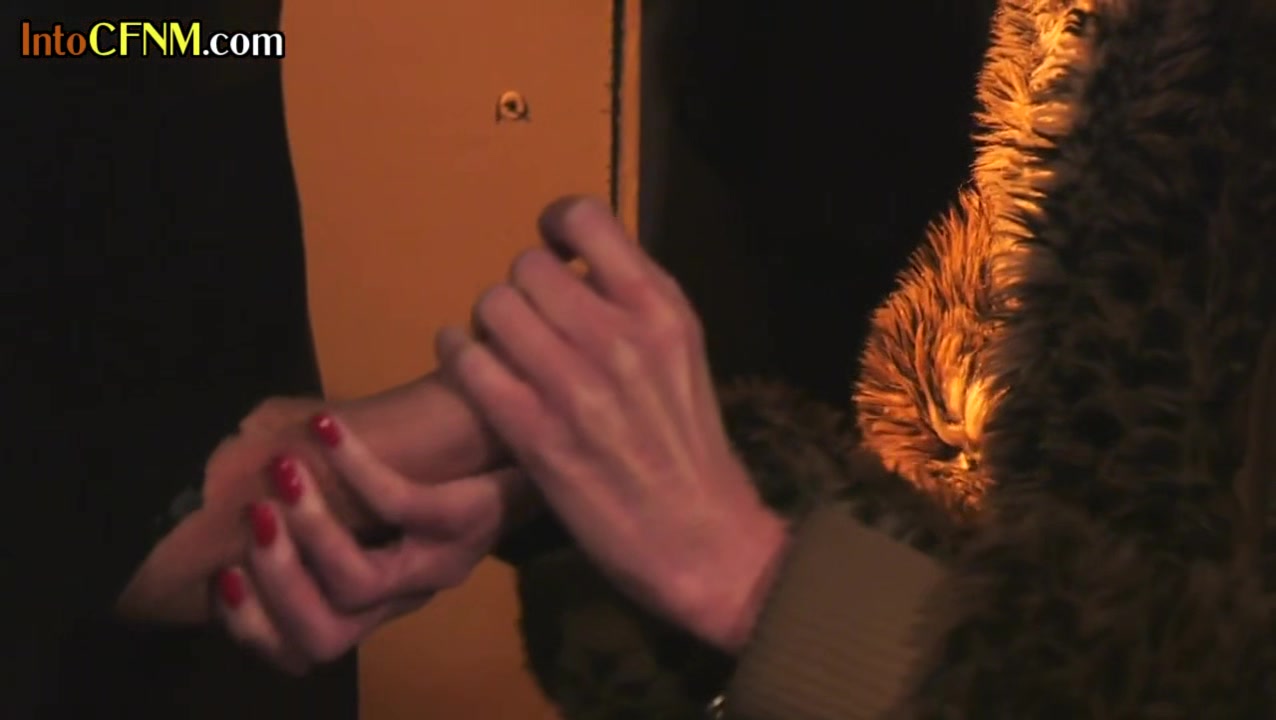 CFNM slutty business dominas jerk cock of costumed dude