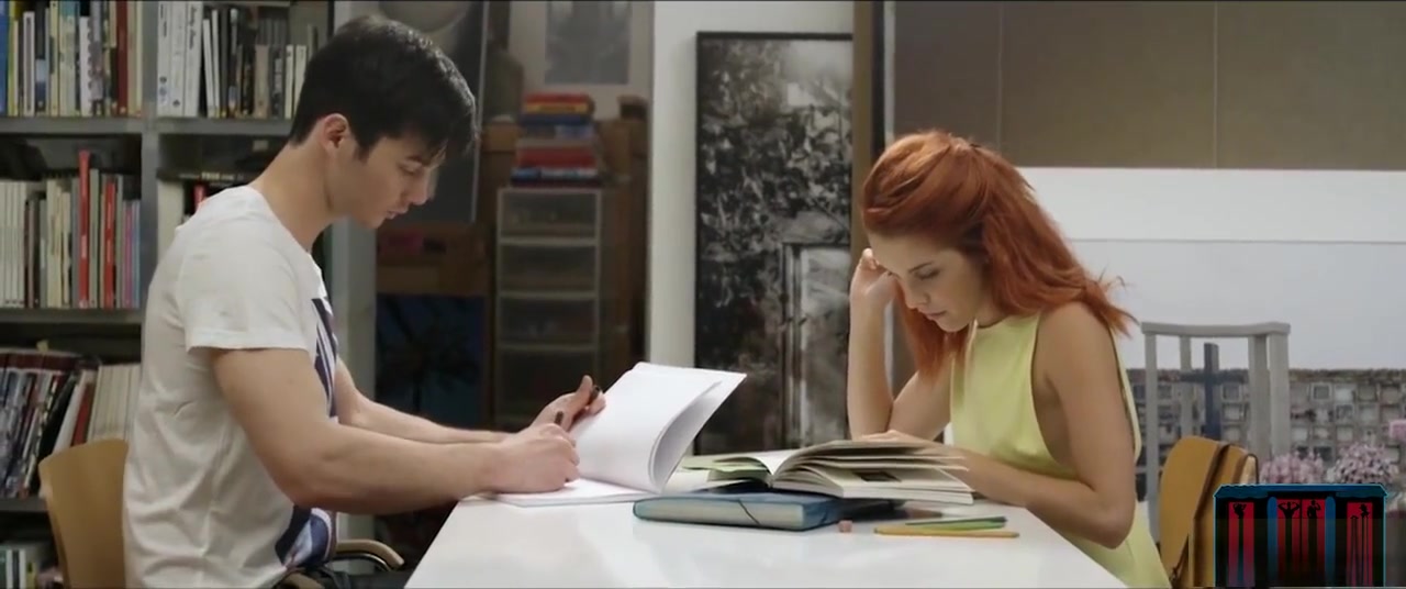 Redhead college student 18+ study room fuck with a guy