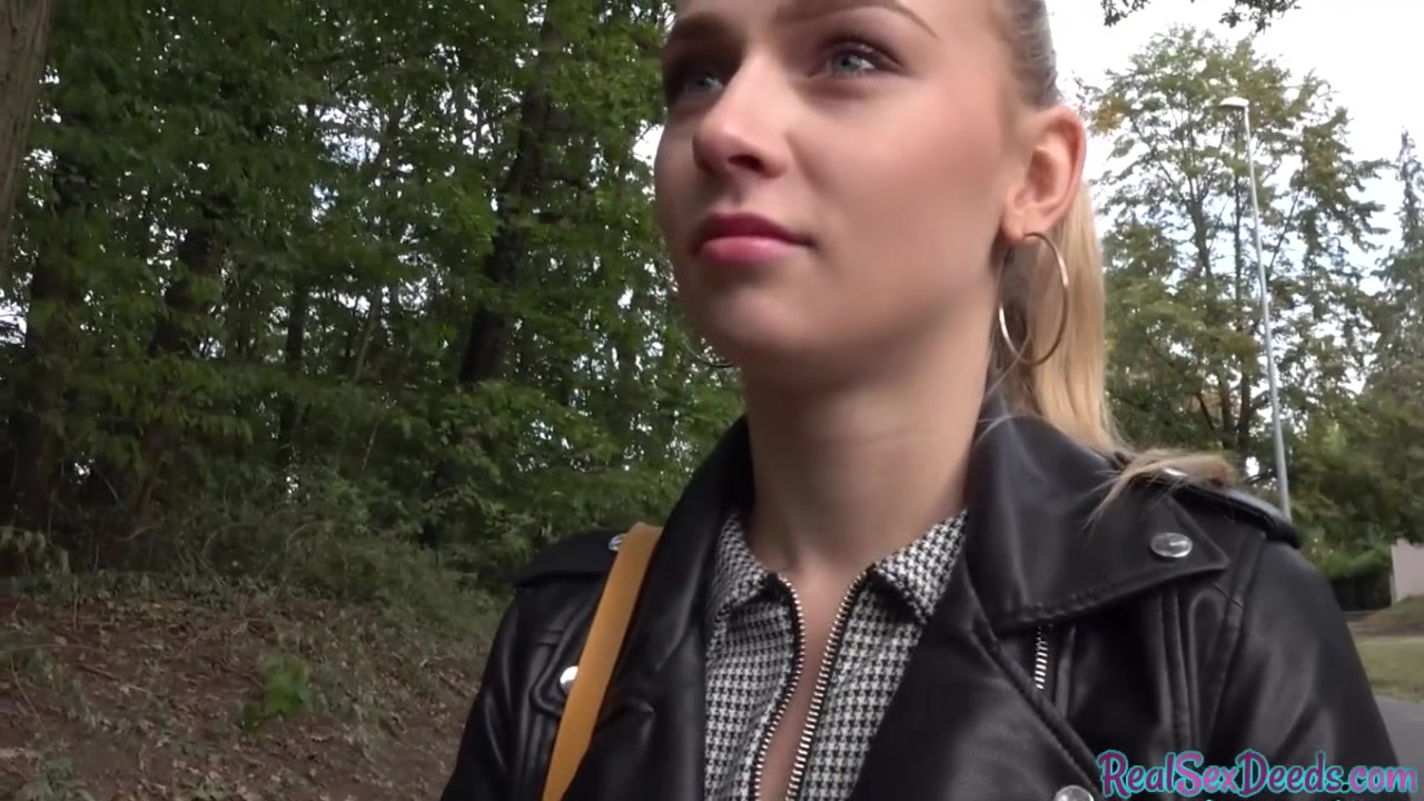 Pulled blonde eurobabe riding POV dick in outdoor action