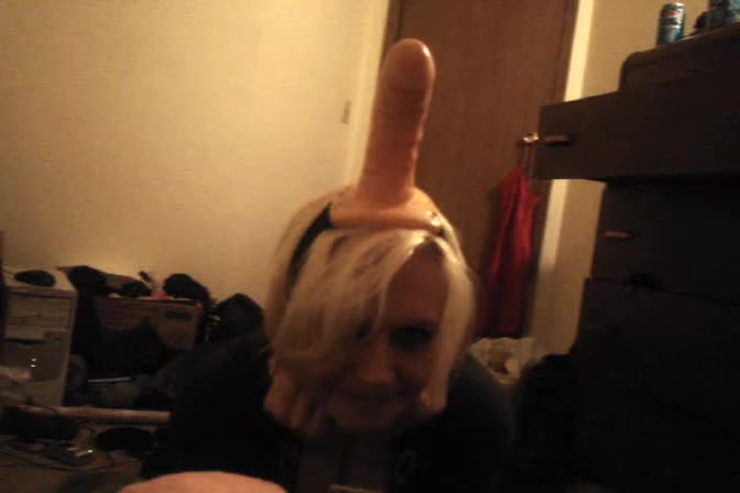 Kinky emo girlfriend fooling around with a strapon