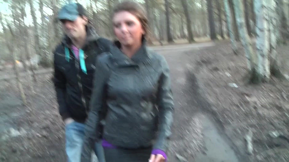 Ally in outdoor sex vid showing a sloppy blowjob
