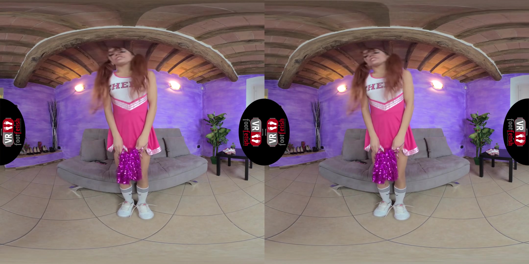 Drop-Dead Gorgeous Elettra In A Sexy Cheerleader Uniform - VRFootFetish