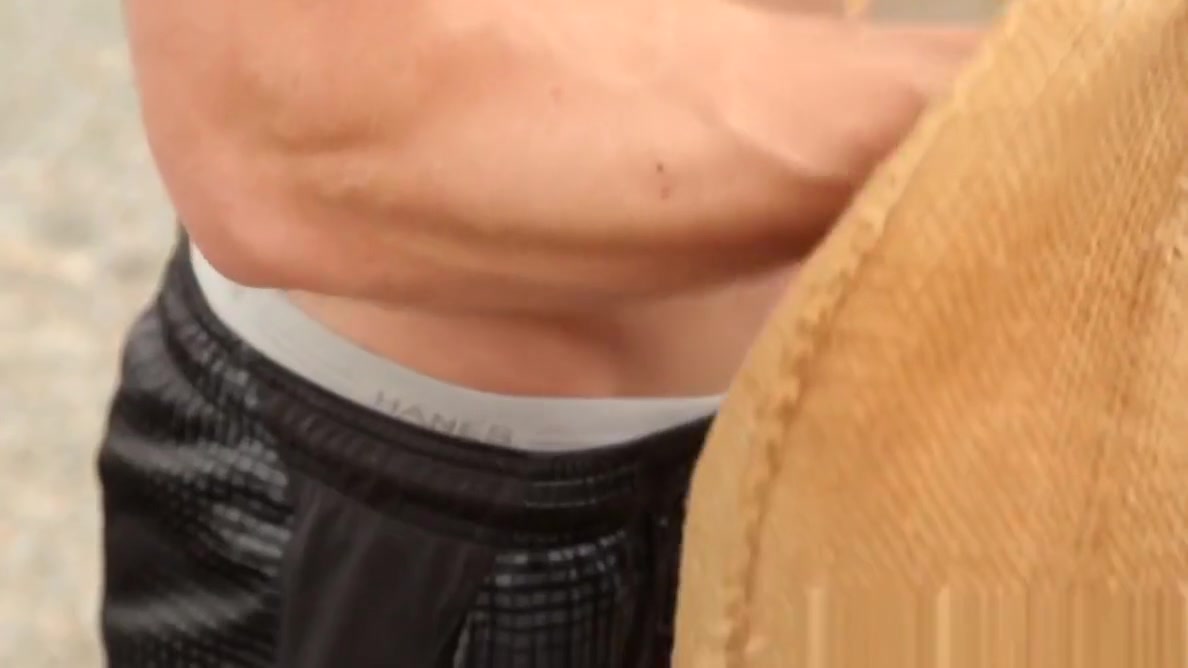 Beefy next door jock jerks off at the gym