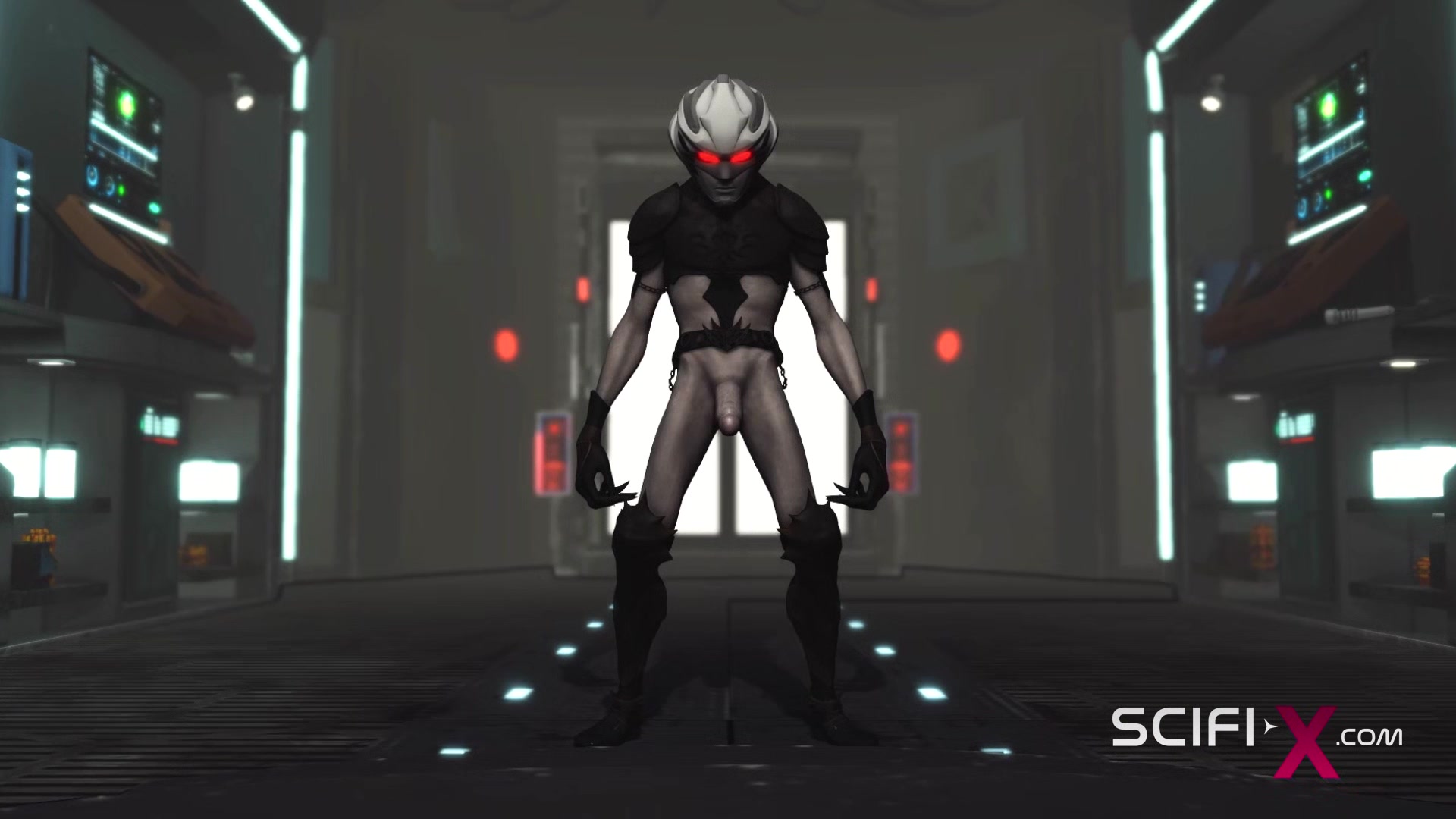 Hot sex in the sci-fi lab. A sexy girl gets fucked by an android monster