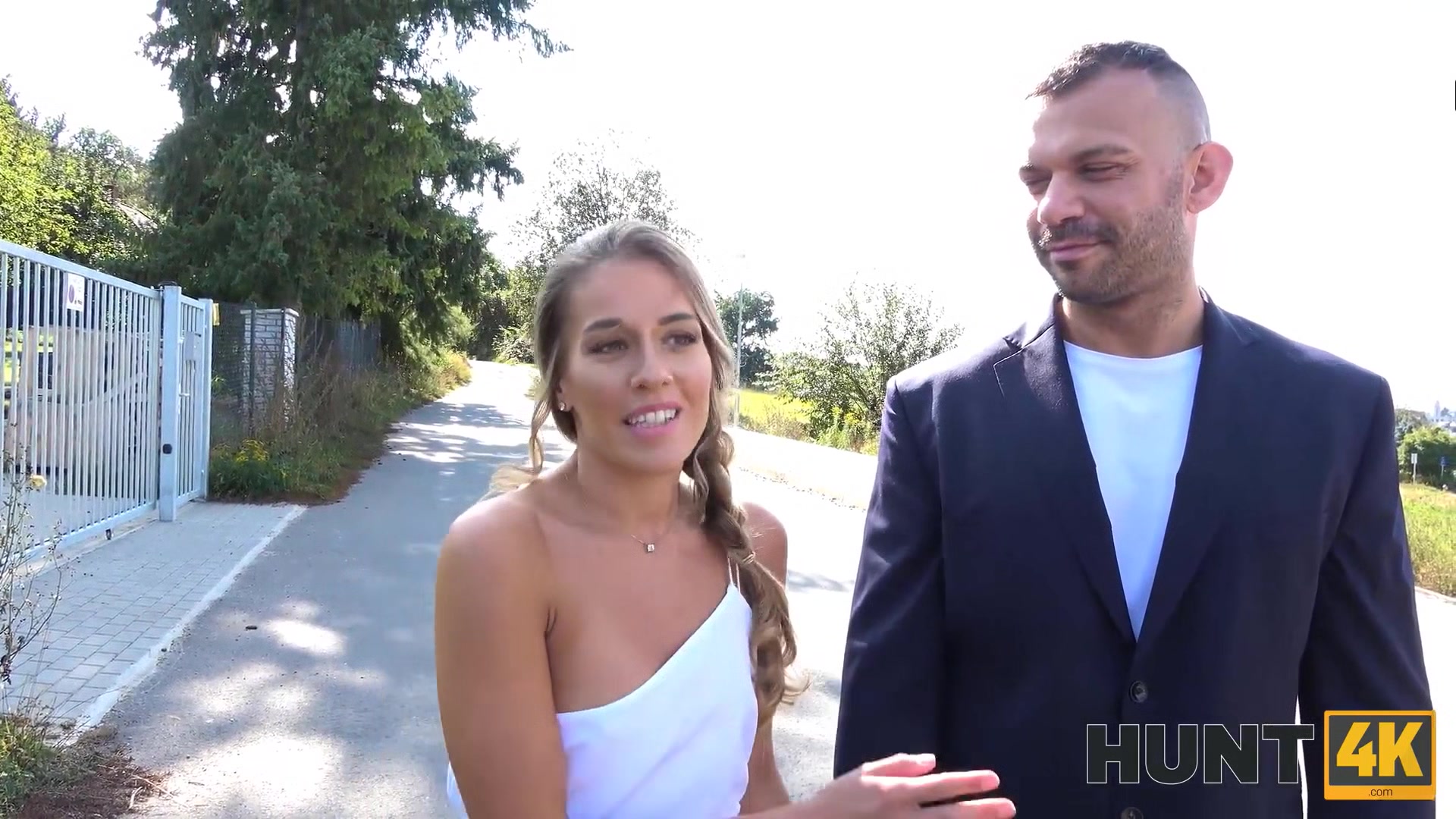 HUNT4K. Babe satisfies lover and BF allowing him to stay and jerk off