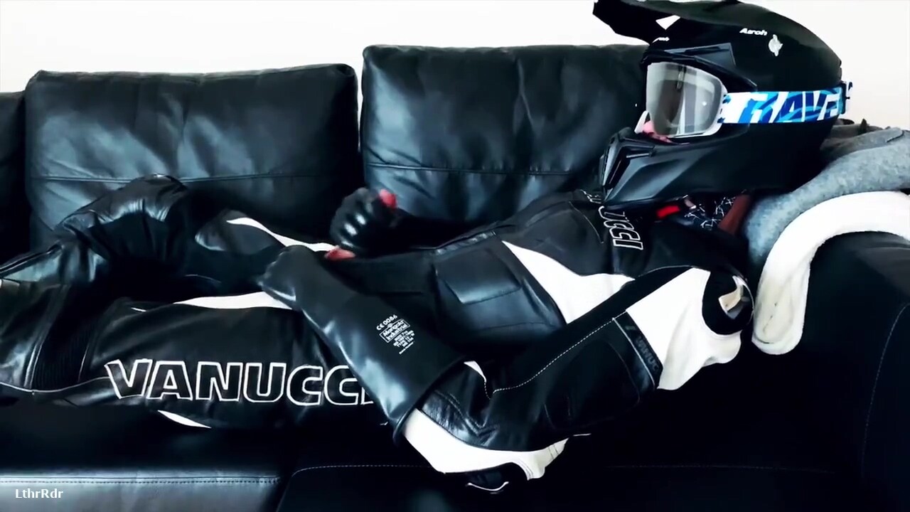 Rubber gloves biker jerking
