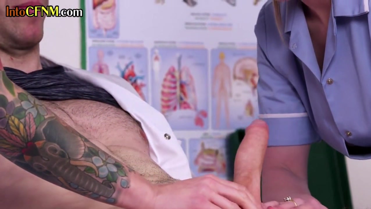 CFNM nurses jerk and suck their colleague cock in 3some