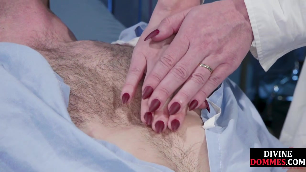Femdom MILF nurse in gloves facesits and jerks patient