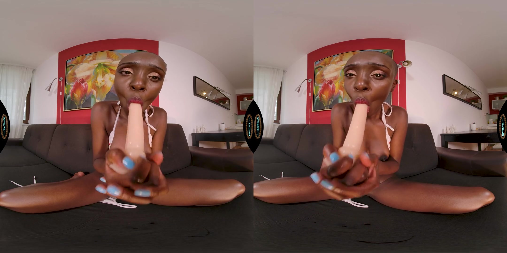 Fucking Big Dildo - Ebony Goddess with a Thick Toy in her Pussy