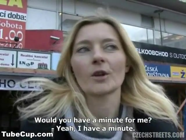 Blonde Czech MILF Jitka slobbers on a big pecker