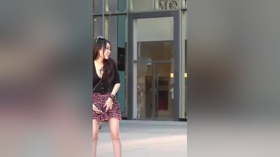 Chinese girl in short skirt