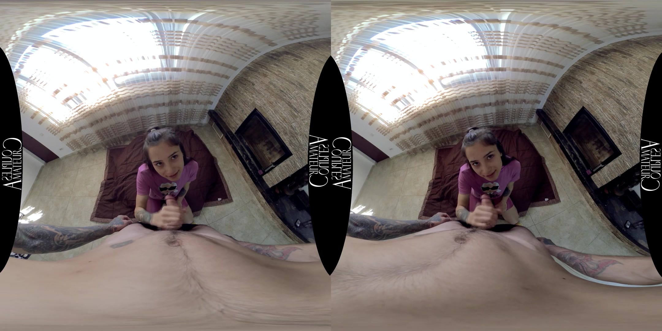 Skinny Brunette Dick Tugging And Face Cumming - AmateurCouplesVR