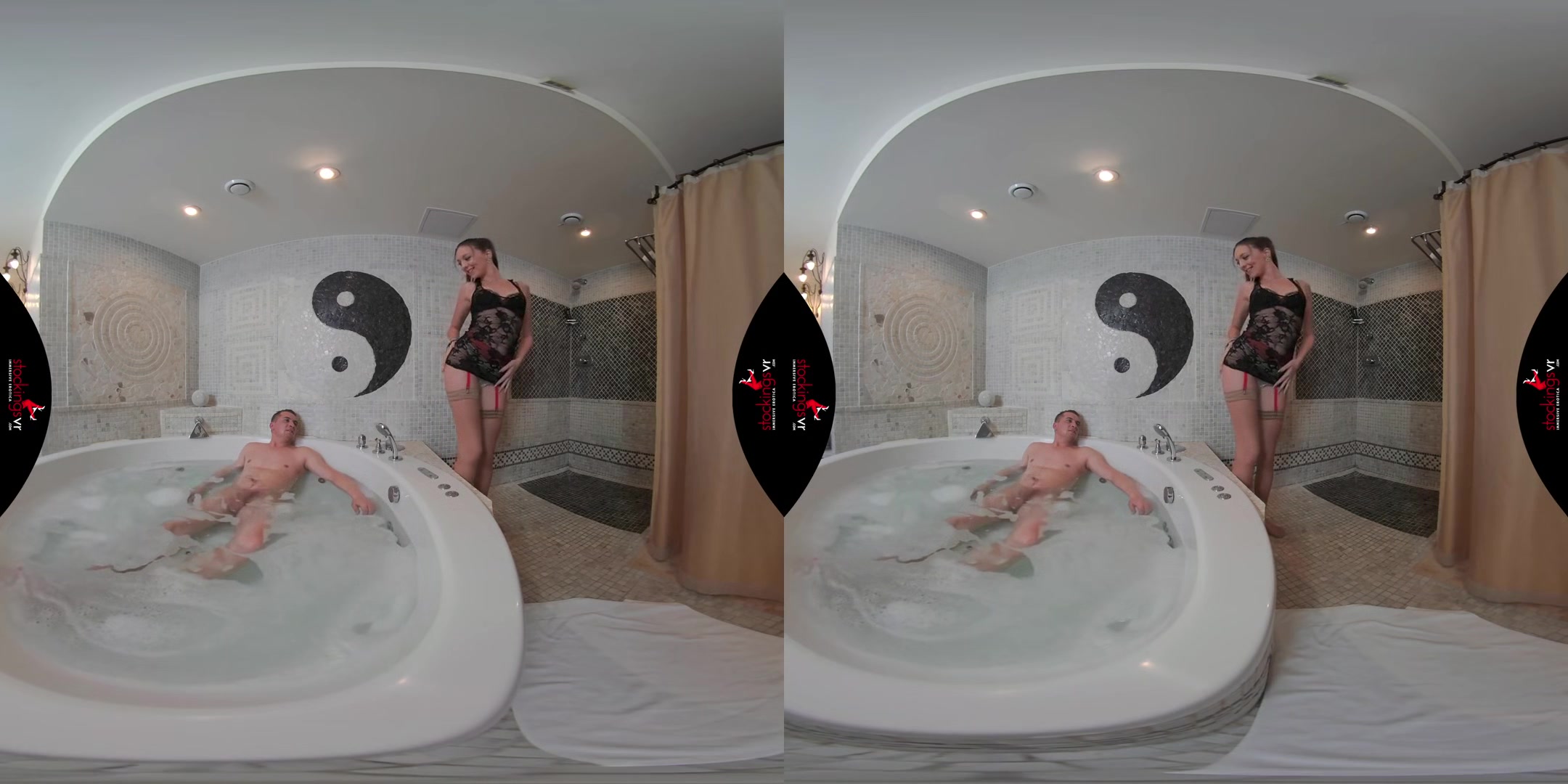 Dripping Wet And Steamy - Pornstar in the Hot Tub with Stockings Blowjob 3D Porn