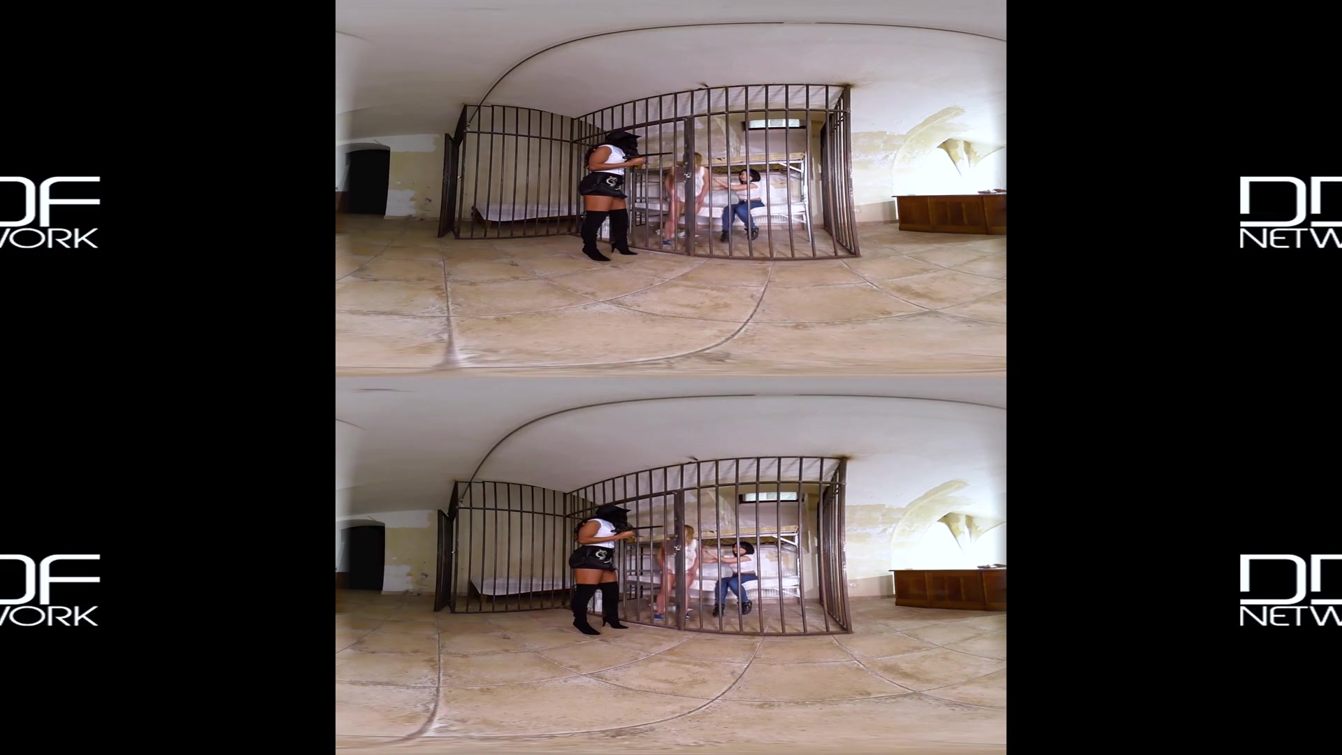 Jasmine Webb & Milane Blanc & Rina Ellis in Confined & Humiliated: Lesbian Prison Guard Penetrates Inmates - DDFNetworkVR