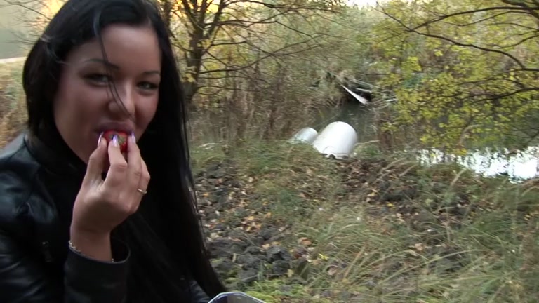 Brunette in hot public sex