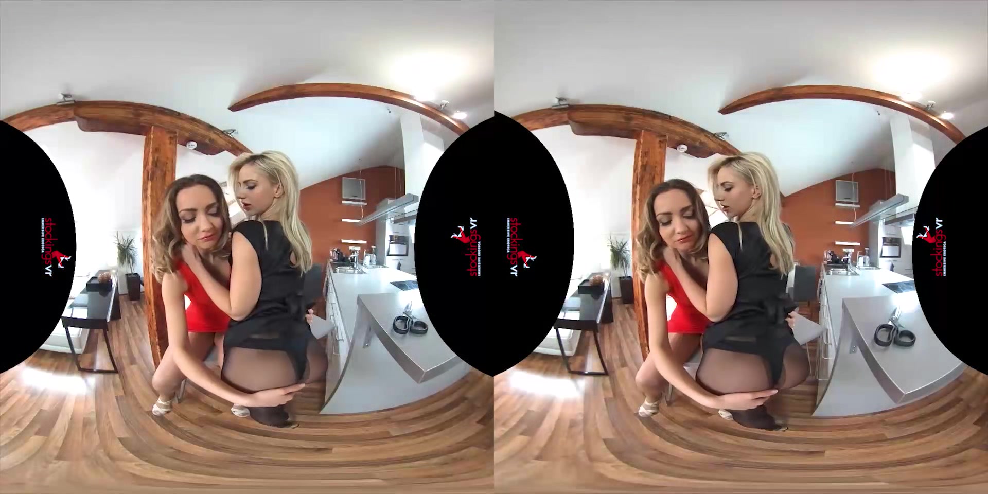Pantyhosed grip and rip it starring Nathaly Cherie and Victoria Puppy