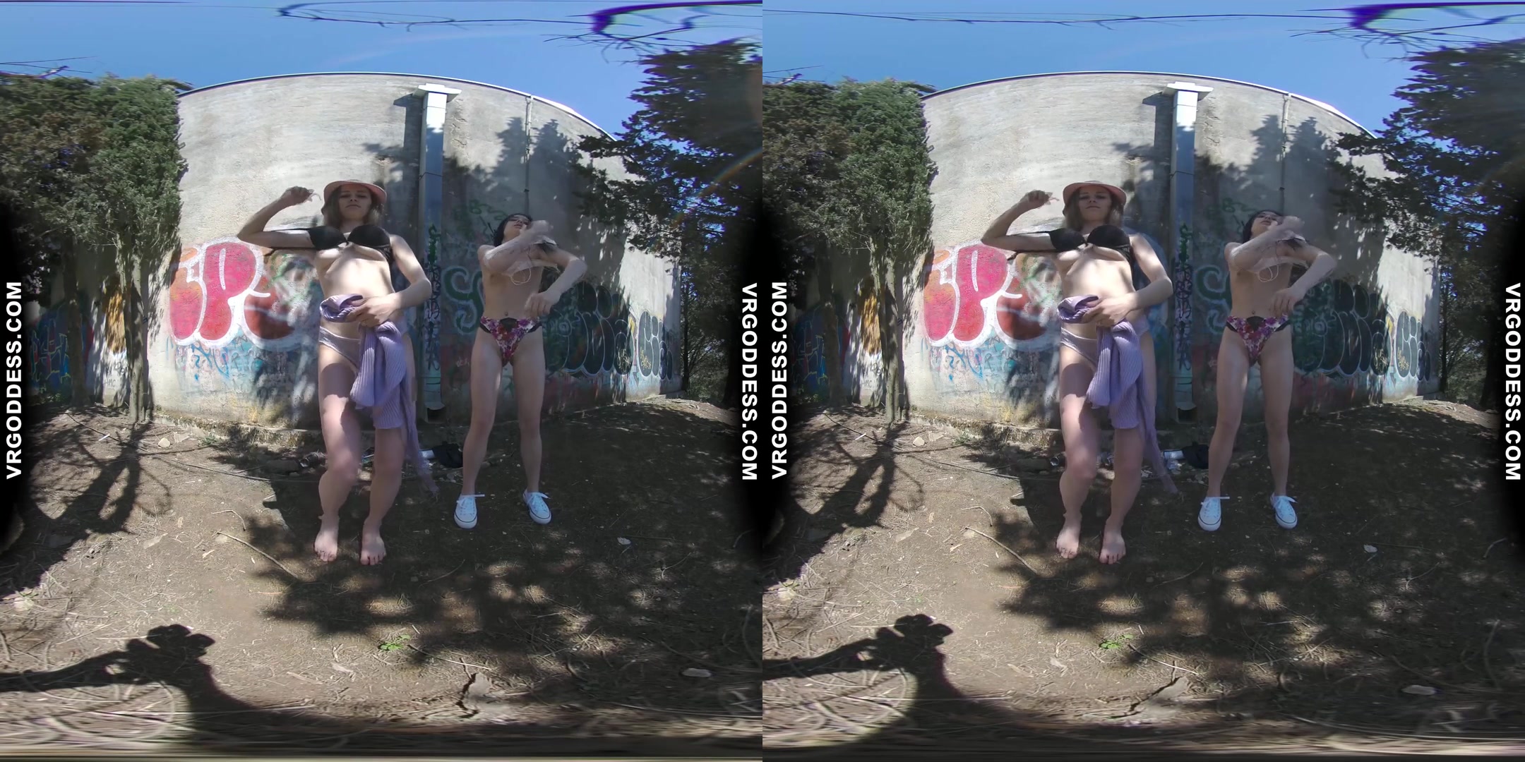Matty and Josie On Vacation Graffiti Spray Painting And Dancing Nude Outdoors Urban Exploring