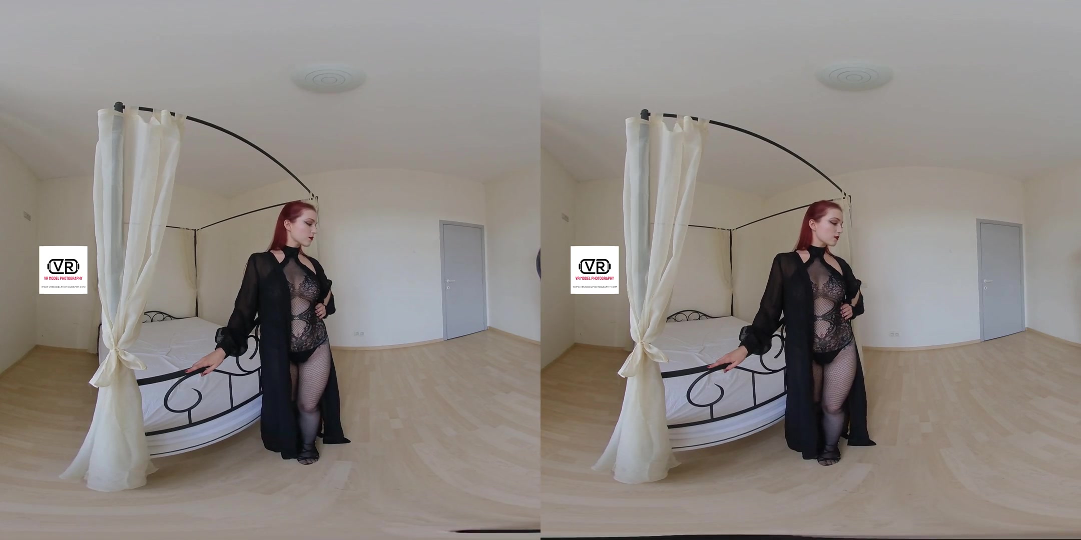 Lady BTS Nude Shoot - Redhead Shaved Long Hair Lingerie