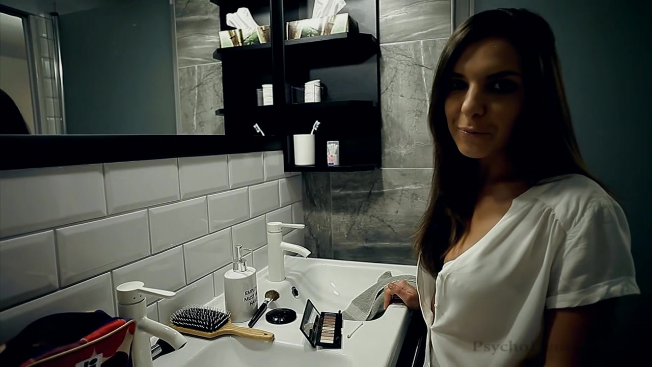 Pretty Russian pornstar Henessy have breakfast and examining blue dildo