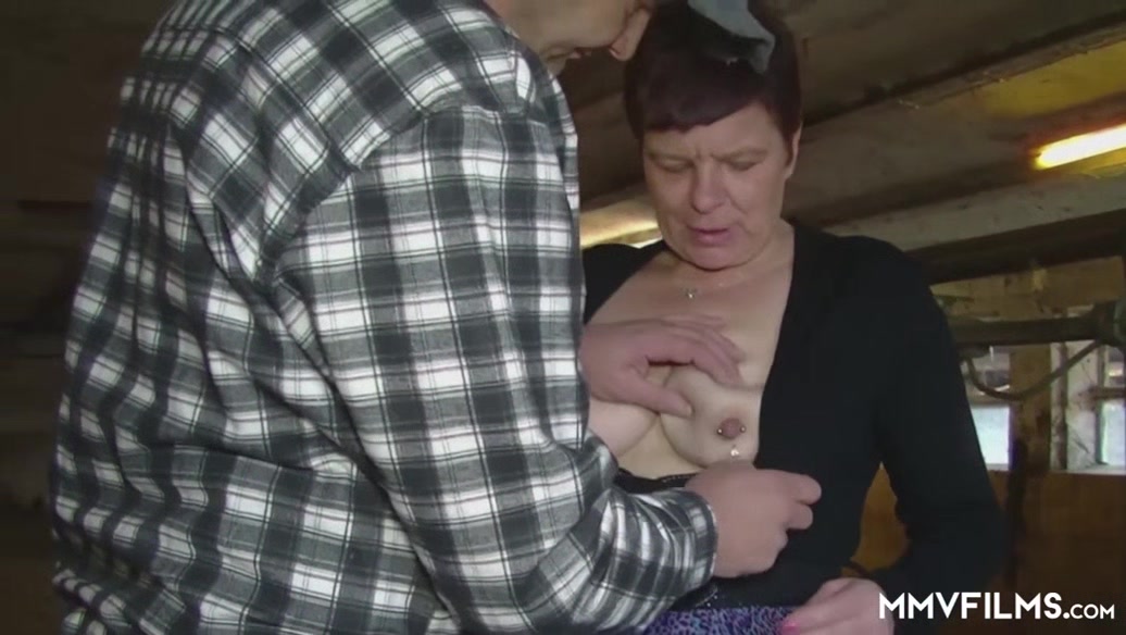 German ginger gilf enjoys a Countryside slammed