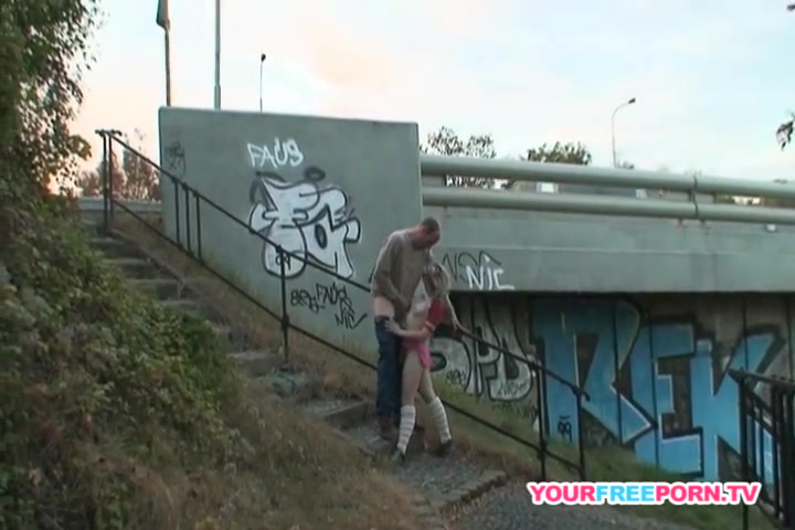 Chubby Blonde teen 18+ gets fucked by a stranger in public